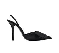 Women's Fabric High-Heel Slingback Shoes Bow Detail On The Front Elastic Strap Around The Back Pointed Toe Wedding Party Office Dance Pump for Women Ladies Girls Black Size 4