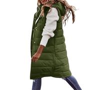 Women's Fabric Jackets, Sleeveless Warm Loose Down Coat with Pockets, Quilted Vest, Down Quilted Coat for Outdoor Use, Pullover, Short Cut, Green, 5XL