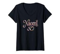 Womens Fabulous First Name Naomi Personalized Girl Birthday Party V-Neck T-Shirt