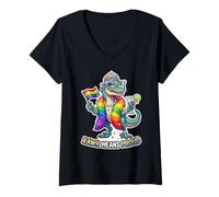 Women's Fabulous Rainbow Pride-o-Saurus Rex V-Neck T-Shirt