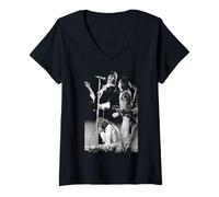 Womens Faces On Tour Rod Stewart Ian McLagan Ronnie Wood V-Neck T-Shirt