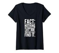 Womens Fact- Nothing is Really Lost Until Your Wife Can't Find It. V-Neck T-Shirt