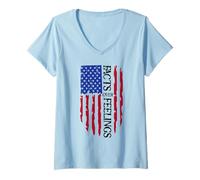 Womens Facts Over Feelings Flag Sign USA God Family Country Freedom V-Neck T-Shirt