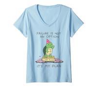 Women's Failure is Not an Option Funny Turtle Plan V-Neck T-Shirt