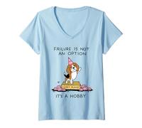 Women's Failure is Not an Option It's A Hobby Funny Beagle V-Neck T-Shirt