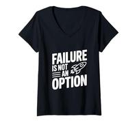Women's Failure is Not an Option Motivational Quote V-Neck T-Shirt