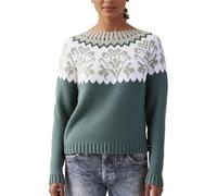Women's Fair Isle Sweater Vintage Long Sleeve Printed Pullover Ladies Warm Jumpers Casual Round Neck Sweatshirt Teddy Fluffy Tunic Top Loose Solid Color Autumn Winter Hoody Coat Blackish Green