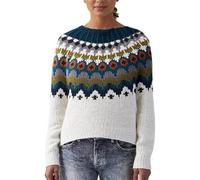 Women's Fair Isle Sweater Vintage Long Sleeve Printed Pullover Ladies Warm Jumpers Casual Round Neck Sweatshirt Teddy Fluffy Tunic Top Loose Solid Color Autumn Winter Hoody Coat Grey