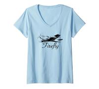 Womens Fairey Firefly British WW2 Fighter Plane Flying V-Neck T-Shirt