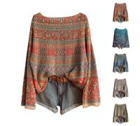 Women's Fairisle Norwegian Ethnic Art Print Jumpers | Knitted Sweaters for Women Uk,Chenille Crewneck Blouse,Warm Layer Fair Isle Sweater,Comfy Sweater for Autumn Winter