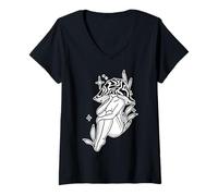 Womens Fairy Mushroom Divine Feminine Nature V-Neck T-Shirt
