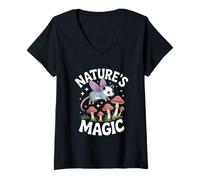 Womens Fairy Opossum Nature's Magic Retro V-Neck T-Shirt