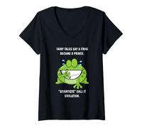 Womens Fairy Tales Say a Frog Became a Prince - Christian Creation V-Neck T-Shirt