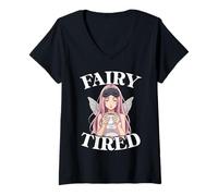 Womens Fairy Tired Anime Design for Women Fairy V-Neck T-Shirt