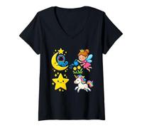 Womens Fairy Unicorn Moon Star Princess Joy V-Neck T-Shirt