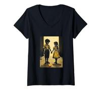 Womens Fairytale T-Shirt Graphic Hansel and Gretel Modern Children's Shirt V-Neck T-Shirt