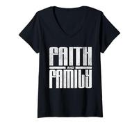 Womens Faith and Family Christian Values V-Neck T-Shirt