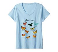 Women's Faith and Hope Butterflies Christian Scripture Design V-Neck T-Shirt