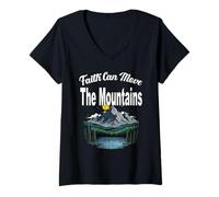 Womens Faith CAN Move The Mountains and it Sure Will if Believe V-Neck T-Shirt