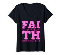 Womens Faith Christian Design Inspired by Bible Verse Hebrews 11:1 V-Neck T-Shirt