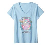 Womens Faith Comes by Hearing Butterfly Bible Romans 10:17 Women V-Neck T-Shirt