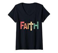 Womens Faith Cross Christian Jesus Bible Verse Religious Men Women V-Neck T-Shirt