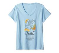 Womens Faith Does Not Make Things Easier Luke 1 37 V-Neck T-Shirt