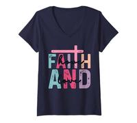 Womens Faith Hope Love Christian - Religious Gospel Faith Cross V-Neck T-Shirt
