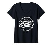Womens Faith Luke 1 37 Bible Verse Christian Religious Quote V-Neck T-Shirt