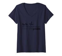 Womens Faith Makes Things Possible Christian - Faith Encouragement V-Neck T-Shirt