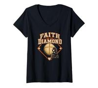 Women's Faith On The Diamond Philippians 4 13 Softball V-Neck T-Shirt
