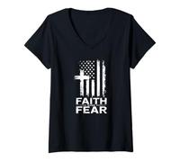 Womens Faith Over Fear Hoodie Psalm 118 6 Inspirational Christian V-Neck T-Shirt
