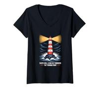 Womens Faith Will Lead Us Through The Turning Point V-Neck T-Shirt