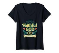 Womens Faithful God Deuteronomy 7:9 Christian V-Neck T-Shirt
