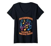 Women's Faithful to Multiple Music Lovers Polyjamorous V-Neck T-Shirt