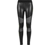 Urban Classics Women's Ladies Tech Mesh Faux Leather Leggings, Black, M