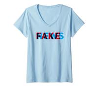 Womens Fake News Truth Lie Journalism Demo Statement V-Neck T-Shirt