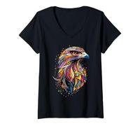 Womens Falcon Kestrel Falcons Hunting Peregrine Birds Falconry V-Neck T-Shirt