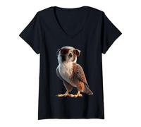 Womens Falcon Kestrel Falcons Hunting Peregrine Birds Falconry V-Neck T-Shirt