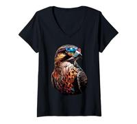 Womens Falcon Kestrel Falcons Hunting Peregrine Birds Falconry V-Neck T-Shirt