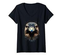 Womens Falcon Kestrel Falcons Hunting Peregrine Birds Falconry V-Neck T-Shirt