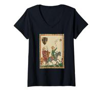 Womens Falconry, 14th Century Codex Manesse V-Neck T-Shirt