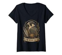 Women's Falconry Falconer Falcon Flying Weight Matters V-Neck T-Shirt