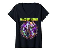 Women's Falconry Freak Falconer Ghost Vampire Spooky Scary Horror V-Neck T-Shirt
