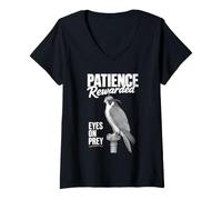 Women's Falconry Patience Rewarded Peregrine Falcon V-Neck T-Shirt