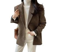 Women's Fall and Winter Fashion Casual Business Single-Breasted Wool Blend Blazer Elegant Business Casual Loose Career Wedding Guests Blazer (Coffee,XL)