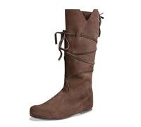 Women's Fall And Winter Fashion Solid Color Lace Up Mid Calf Boots With Temperament Comfort Ladies' Autumn Fashionable Strap Suede Top A Comfortable