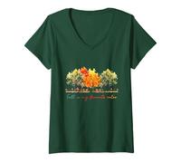 Womens Fall Is My Favorite Color Autumn Nature Lover V-Neck T-Shirt