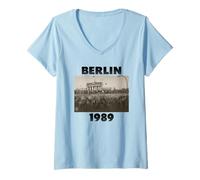 Womens Fall of The Berlin Wall, Berlin 1989, Freedom V-Neck T-Shirt