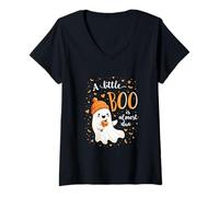 Womens Fall Pregnancy Announcement A Little Boo is Almost Due Cute V-Neck T-Shirt